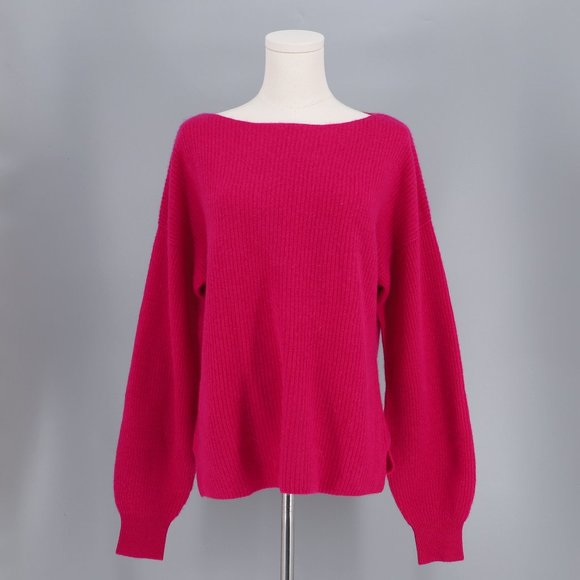 NWT Sundance Jovie Cashmere Puff Sleeve Cashmere Vibrant Pink Size M - Picture 1 of 7